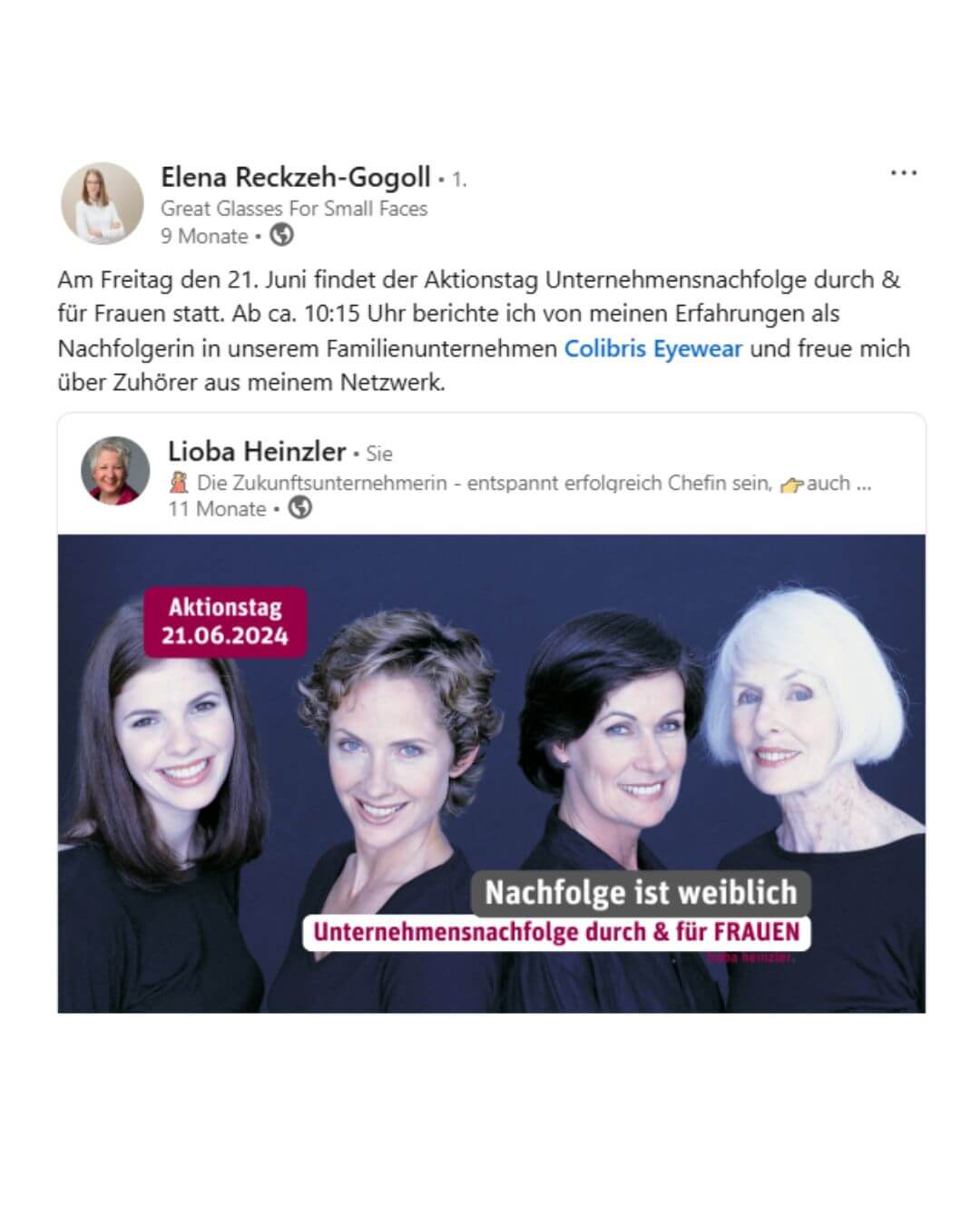 Aktionstag 2024 Werbung der Teilnehmerin Nachfolgen ist das neue Gruenden