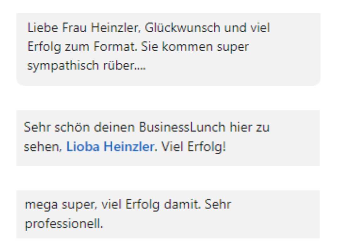 LinkedIn Referenzen zum Business Lunch