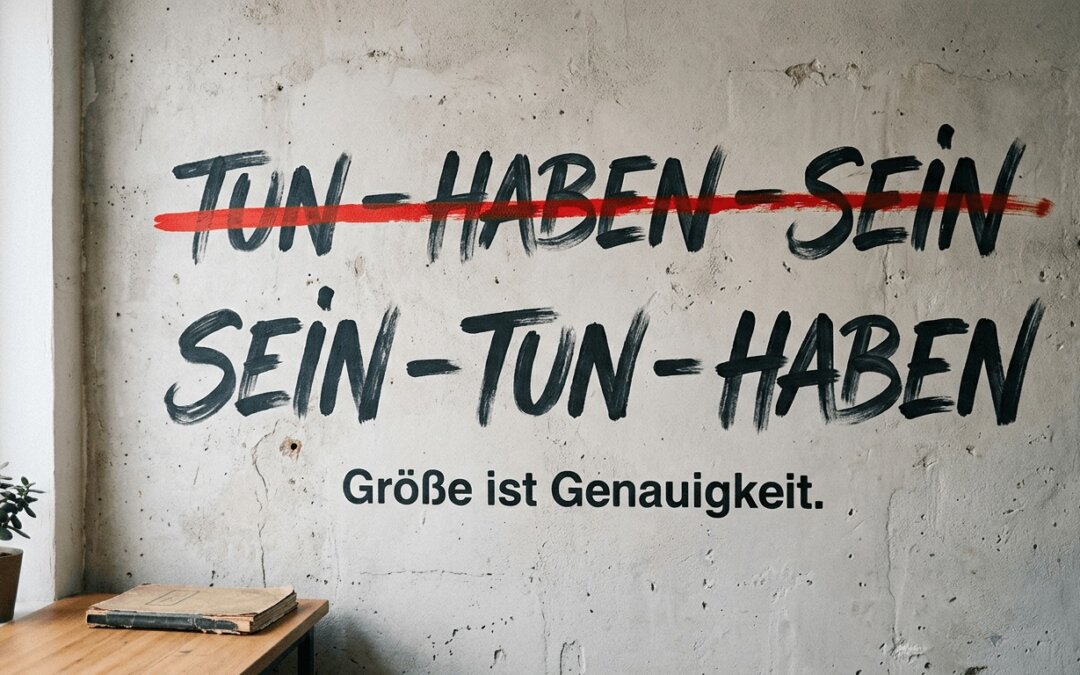 Aus Tun – Haben – Sein wird Sein – Tun – Haben: Größe ist keine Frage des Tuns